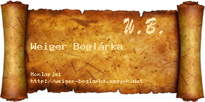 Weiger Boglárka névjegykártya